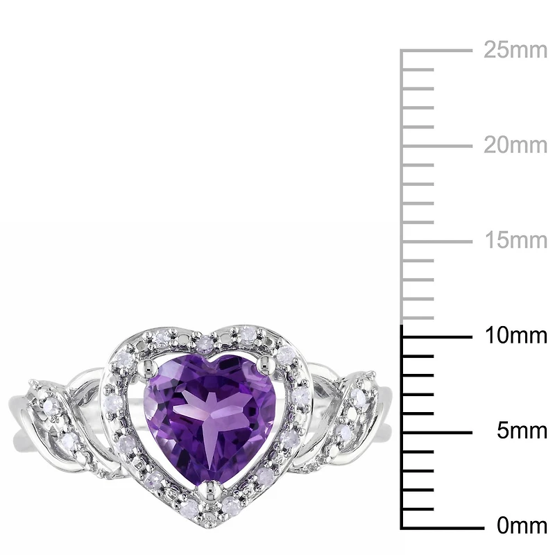 Tangelo 1.10 Carat T.G.W. Amethyst and Diamond-Accent Sterling Silver Heart Ring