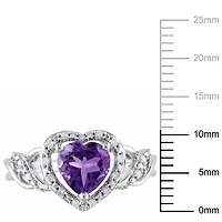 Tangelo 1.10 Carat T.G.W. Amethyst and Diamond-Accent Sterling Silver Heart Ring
