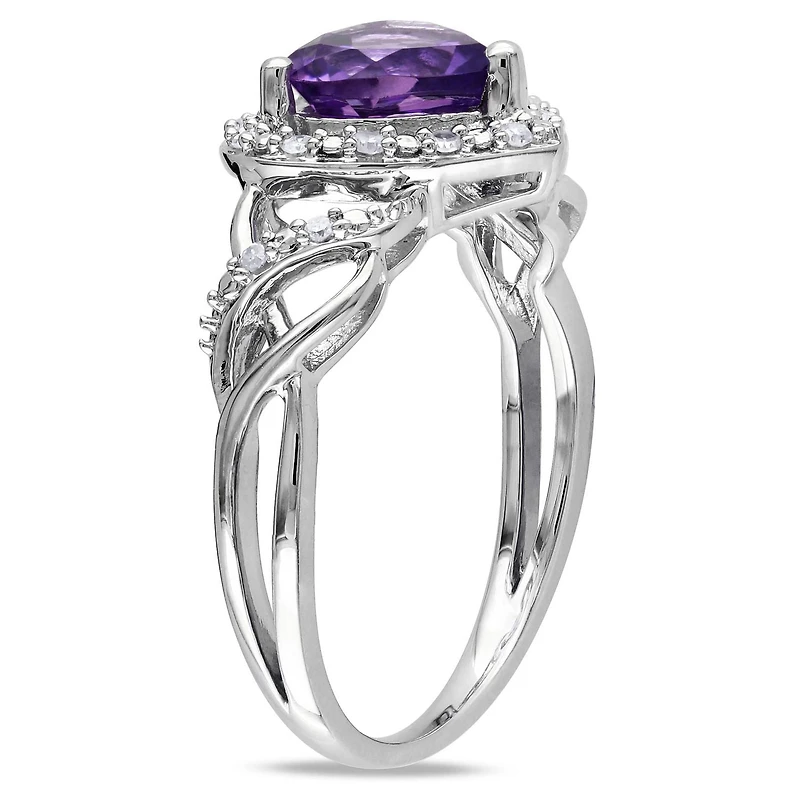 Tangelo 1.10 Carat T.G.W. Amethyst and Diamond-Accent Sterling Silver Heart Ring