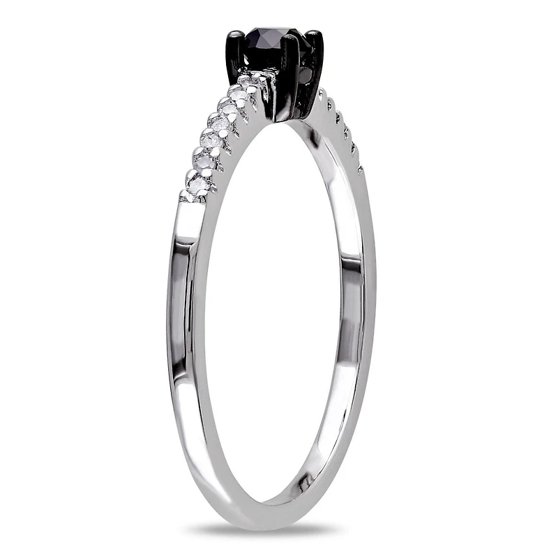 Asteria 0.25 Carat T.W. Black and White Diamond 10 K White Gold Engagement Ring