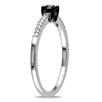 Asteria 0.25 Carat T.W. Black and White Diamond 10 K White Gold Engagement Ring