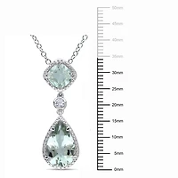 Pendentif de forme goutte Tangelo avec améthystes vertes et saphirs blancs synthétiques 5 CT PBT en argent sterling, 18 po