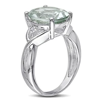 Bague cocktail Tangelo avec améthyste verte 4,33 CT PBT et accents de diamants en argent sterling