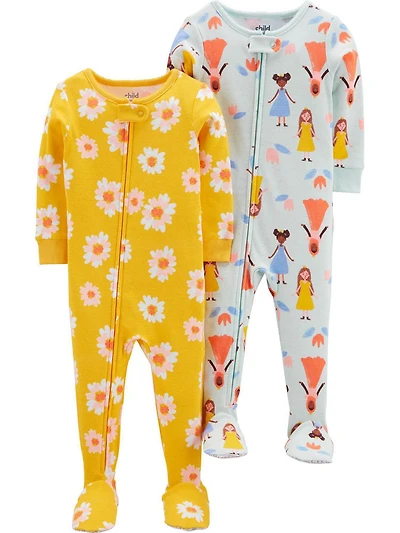 Child of Mine made by Carter's Toddler Girls 2-Pack 1 Piece Pajama - Princess/Floral