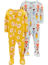 Child of Mine made by Carter's Toddler Girls 2-Pack 1 Piece Pajama - Princess/Floral