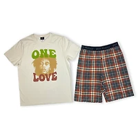 Bob Marley Ensemble pyjama pour homme. Cet ensemble de pyjama pour homme se compose d'un t-shirt à manches courtes et d'un short en jacquard avec taille élastique et