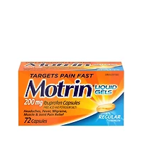 Motrin Regular Strength Pain Relief Ibuprofen 200mg, Liquid Gels, 72 Count