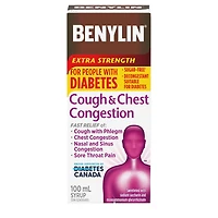Benylin Extra Strength Cough & Chest Congestion Syrup, Suitable for People with Diabetes, Sucrose Free, Relieves Cough & Nasal Congestion, 100 mL