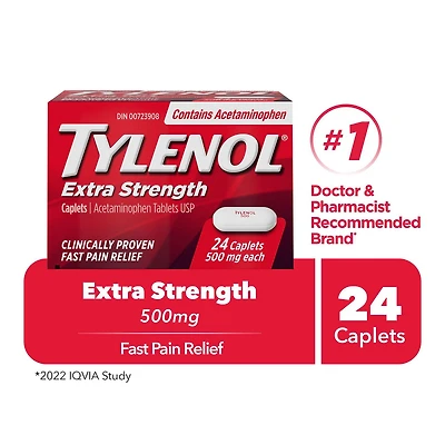 Tylenol Extra Strength Pain Relief Acetaminophen 500mg Caplets
