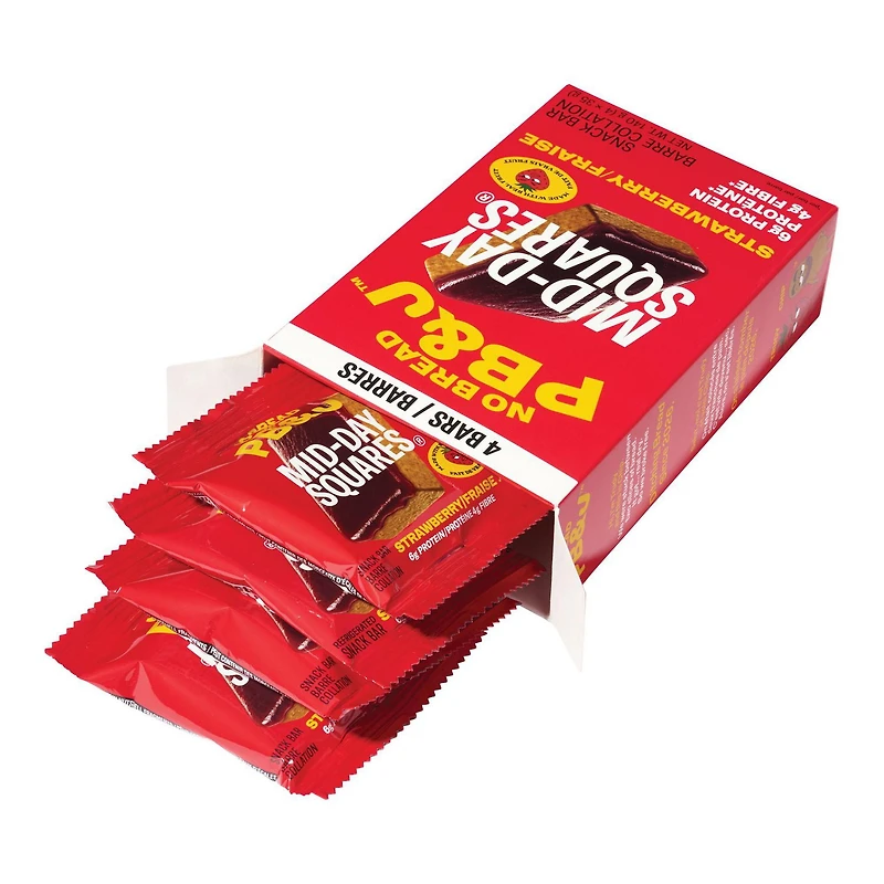 Mid-Day Squares No Bread PB&J Strawberry Snack Bar, 140 g/4 x 35 g