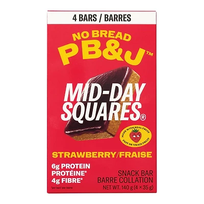 Mid-Day Squares No Bread PB&J Strawberry Snack Bar, 140 g/4 x 35 g