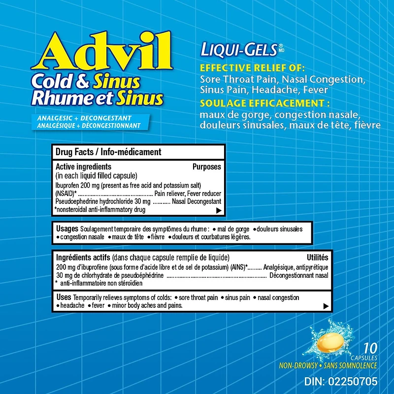 Advil Cold & Sinus Liqui-Gels with Fever Relief and Nasal Decongestant, 40 Count, 40 Count