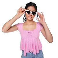 My Sister's Closet Girls' Cap Sleeve Hanky Hem Top