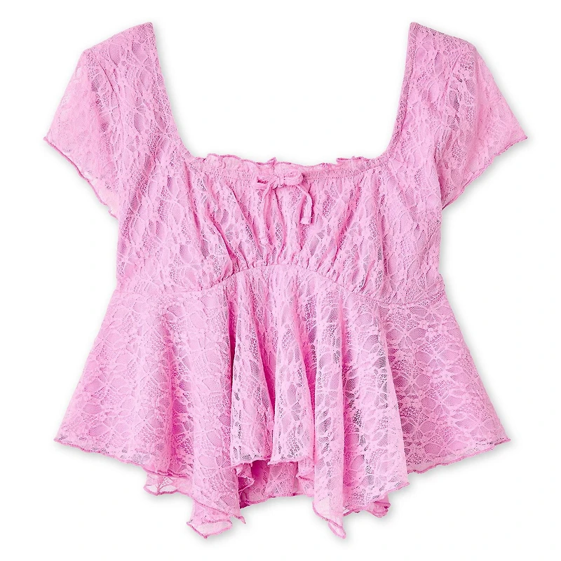 My Sister's Closet Girls' Cap Sleeve Hanky Hem Top