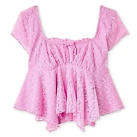 My Sister's Closet Girls' Cap Sleeve Hanky Hem Top