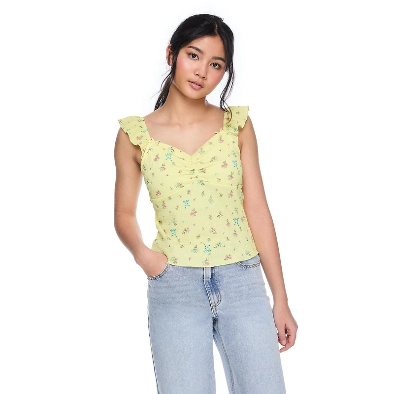My Sister's Closet Girls' All-Over Printed Flutter Sleeve Top