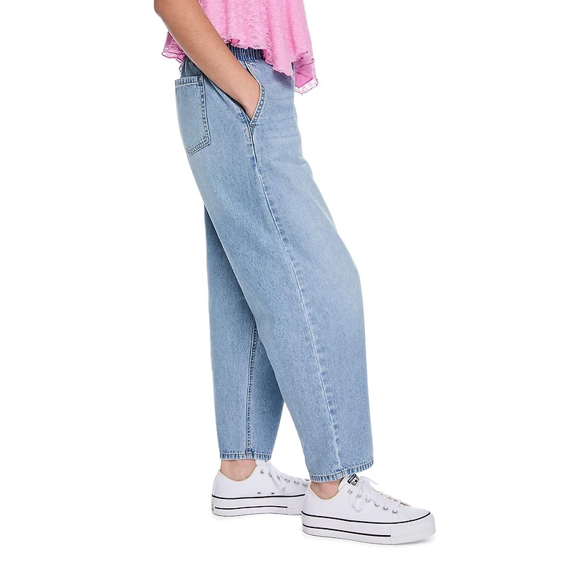 Jean enfilable coupe baril noué à la taille My Sister’s Closet pour filles