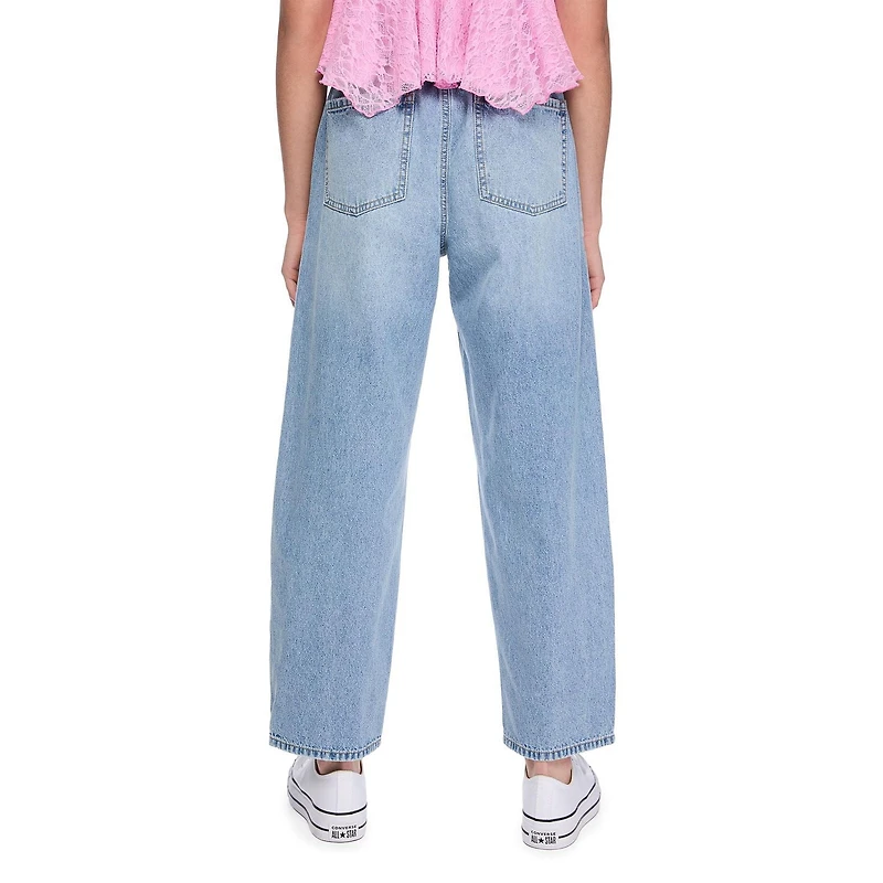 Jean enfilable coupe baril noué à la taille My Sister’s Closet pour filles