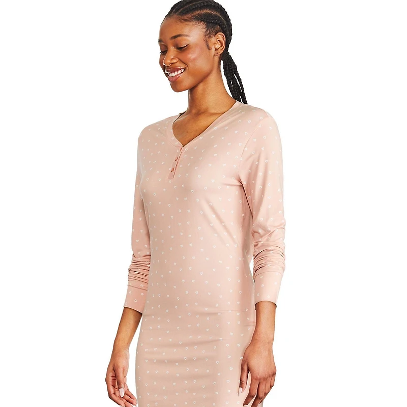 Chemise de nuit avec col henley George pour femmes