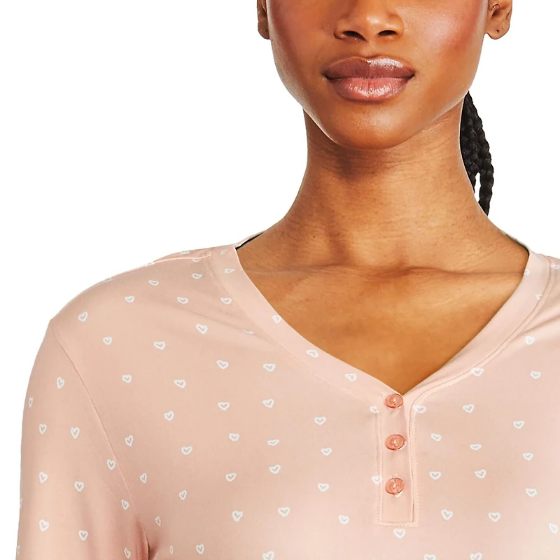 Chemise de nuit avec col henley George pour femmes
