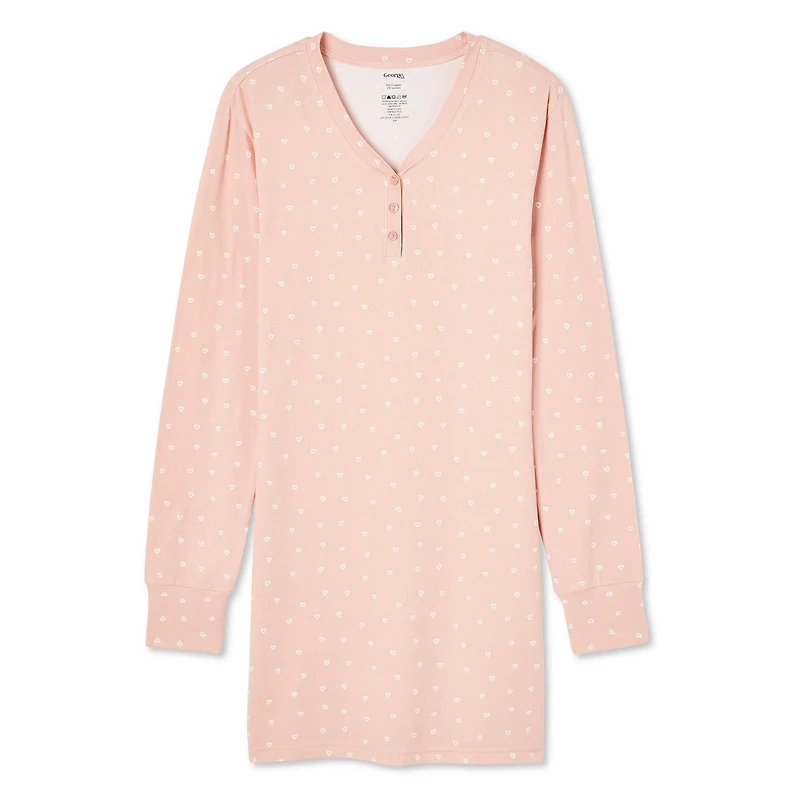 Chemise de nuit avec col henley George pour femmes