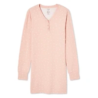 Chemise de nuit avec col henley George pour femmes