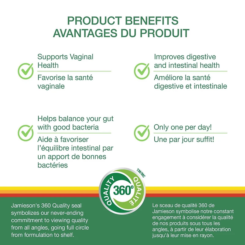 Jamieson capsules probiotiques pour femmes, 7 milliards UFC, 45 capsules