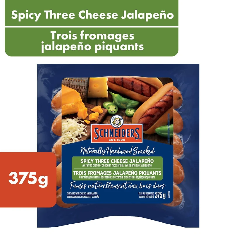 Saucissons fumés au trois fromages et jalapeo piquants Schneiders 375g