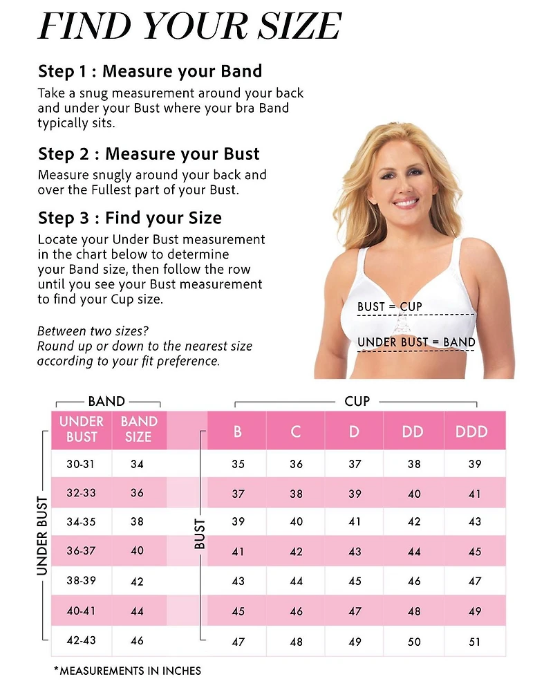 Exquisite Form #9675070 FULLY Minimizer Underwire Bra, Sizes 38C