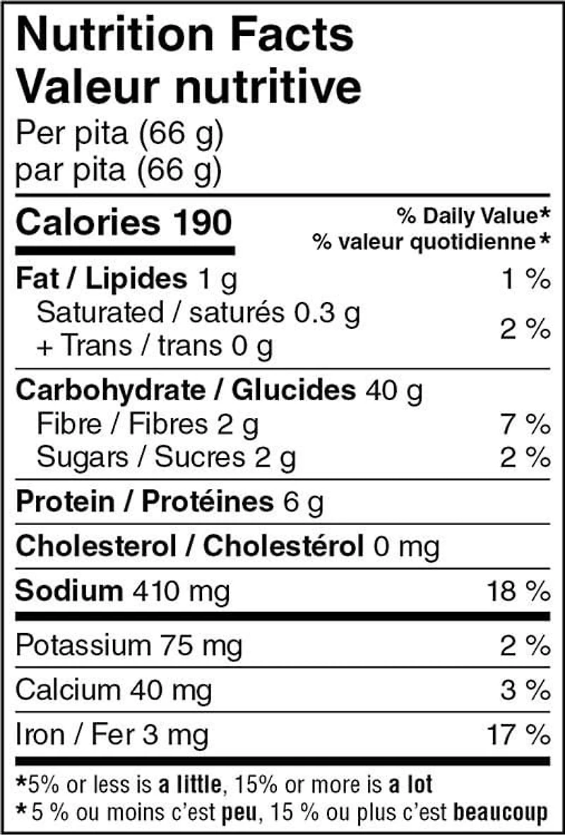 Pita blanc de style arabe Mon marché fraîcheur 5 morceaux, total de 330 g