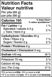 Pita blanc de style arabe Mon marché fraîcheur 5 morceaux, total de 330 g