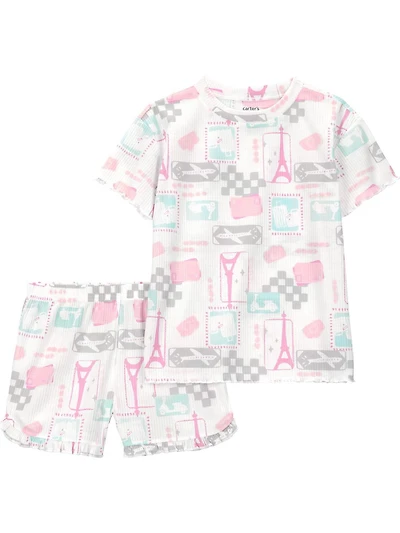 Carter's Child of Mine Girls 2PC Pajama Set - Pink Paris