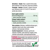 Jamieson Caplets de Magnésium 250 mg Puissance élevée 90 caplets