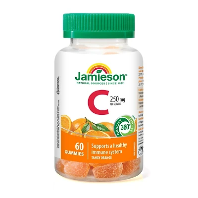 Jamieson Gummies de Oitamine C  - Orange Acidulée 60 bonbons