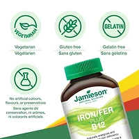 Jamieson Chewable Iron Plus Vitamin B12, 45 Chewable Tablets