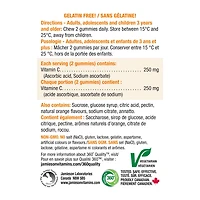 Jamieson Vitamin C 250 mg Gummies Tangy Orange Flavour, 60 gummies