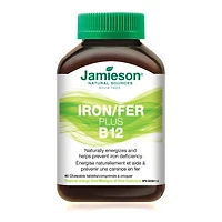 Jamieson Chewable Iron Plus Vitamin B12, 45 Chewable Tablets