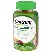Centrum MultiGummies Adult Multivitamin and Multimineral Supplement, Cherry, Berry, and Orange Flavours, 150 Count, 150 Gummies, cherry, berry and orange