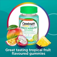 Centrum Adult MultiGummies Tropical Fruit Multivitamin and Multimineral Supplement, Pineapple-Mango, Dragonfruit, and Passionfruit Flavours, 120 Gummies