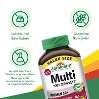Jamieson Multivitamine complète à 100 % pour femmes 50+ format économique 160 comprimés