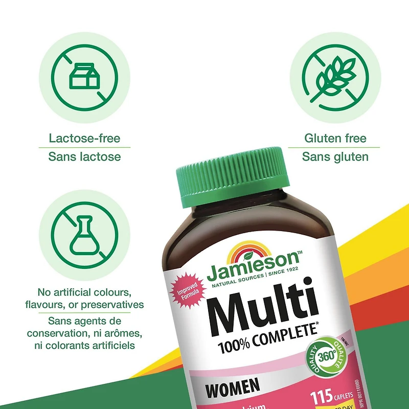 Jamieson 100% Complete Multivitamin for Women, 115 Caplets
