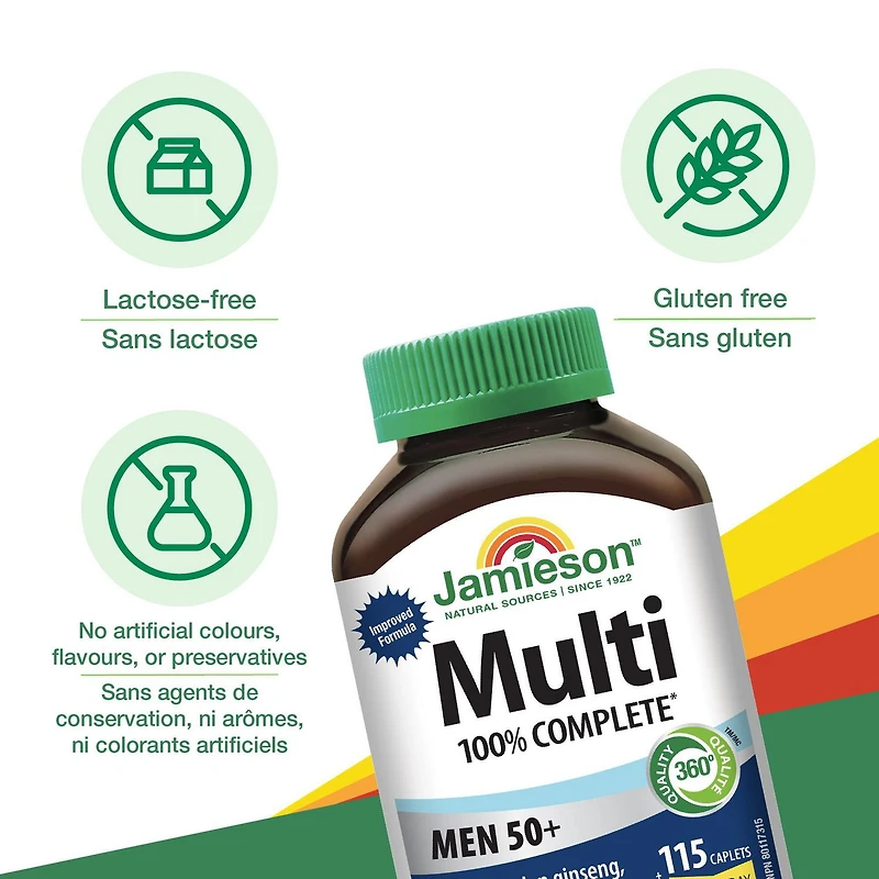 Jamieson multivitamine 100 % complète hommes 50 ans et plus, 115 caplets