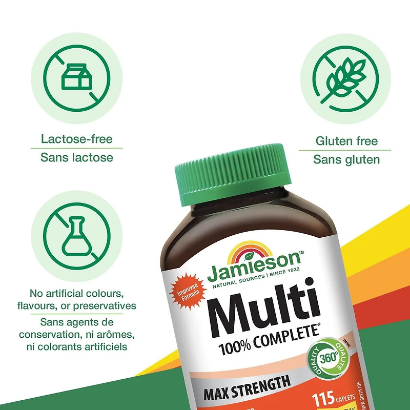 Jamieson Multivitamine complète à 100 % Max Force 115 caplets