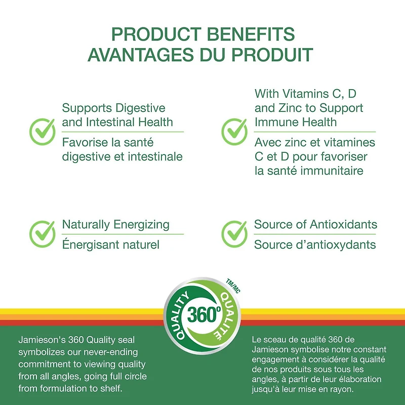 Jamieson Avancé Probiotique 10 milliards + Soutien Immunitaire, 30 Capsules