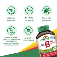 Jamieson caplets vitamine B100 à libération prolongée, 100 mg, 60 caplets 60 capsules