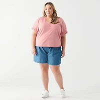 DV A loose fitting, rolled cuff S/S shirt with button up front