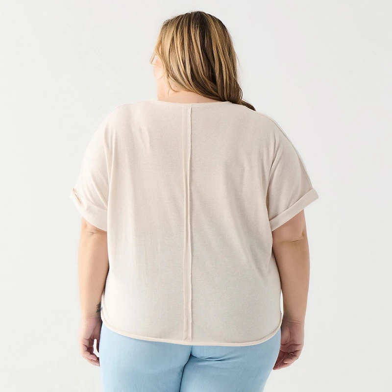 DV Chemise à manches courtes, ample, à poignets roulés et boutonnée sur le devant.