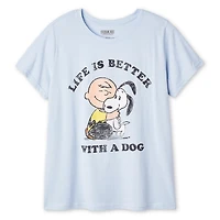 Peanuts Women's Plus Charlie Brown and Snoopy T-Shirt