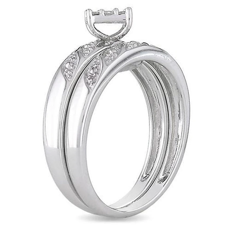 Miabella 1/10 CT TDW Round Diamond Bridal Ring Set in Sterling Silver (G-H; I2-I3)