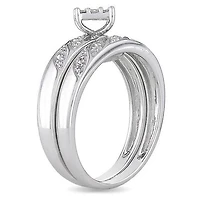Miabella 1/10 CT TDW Round Diamond Bridal Ring Set in Sterling Silver (G-H; I2-I3)